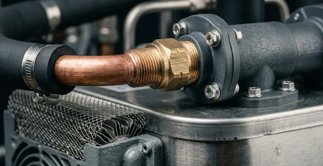 Technicien réalisant un audit énergétique près d'un chauffe-eau thermodynamique moderne