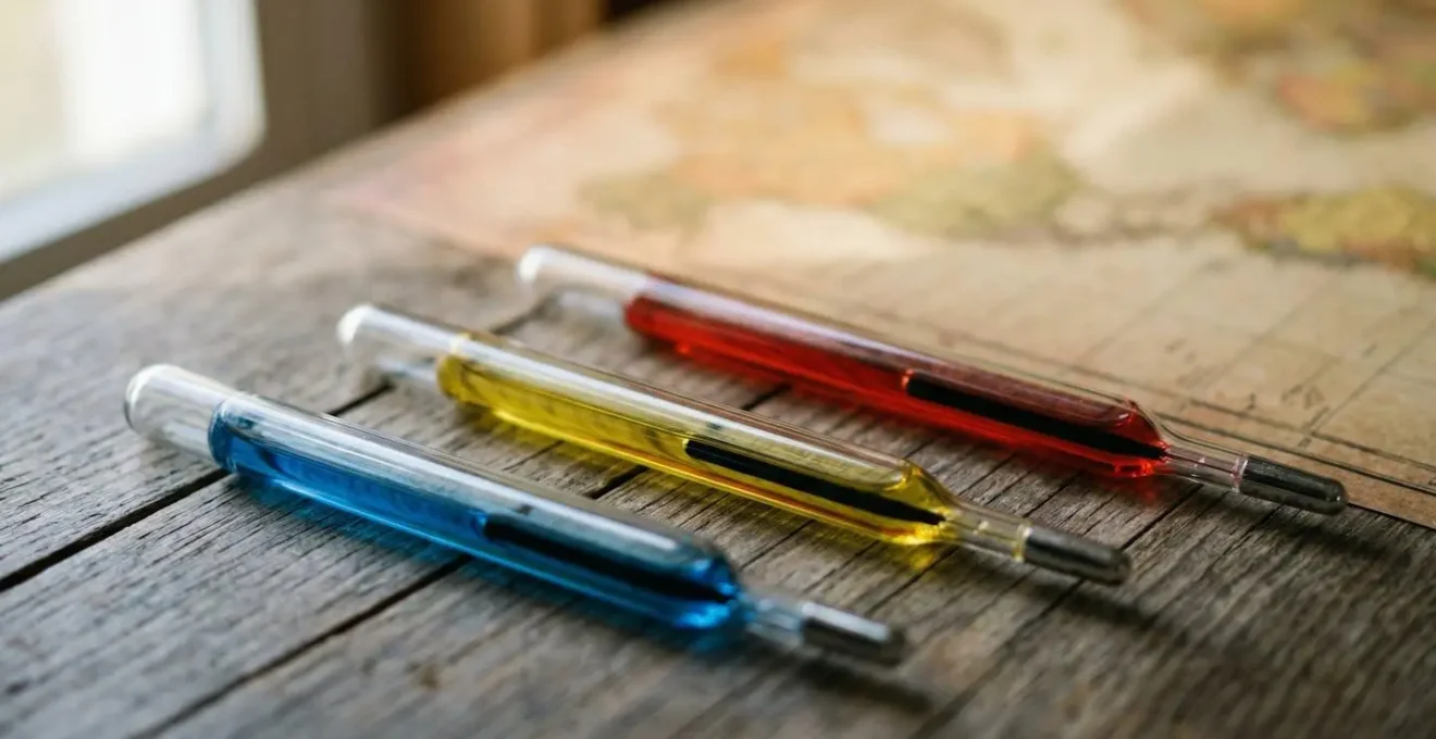 Carte de France montrant les trois zones climatiques H1, H2 et H3 avec des thermomètres indiquant les températures moyennes