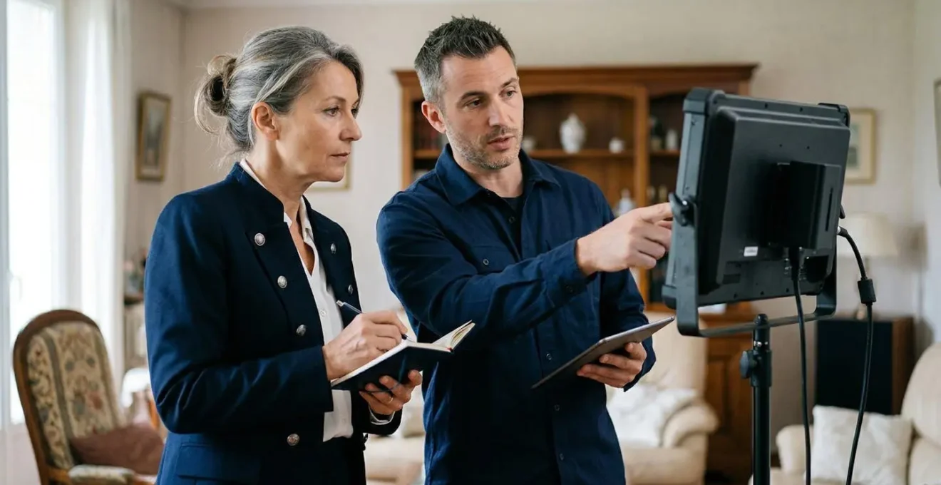 Professionnel établissant un constat officiel lors d'une inspection vidéo de canalisation