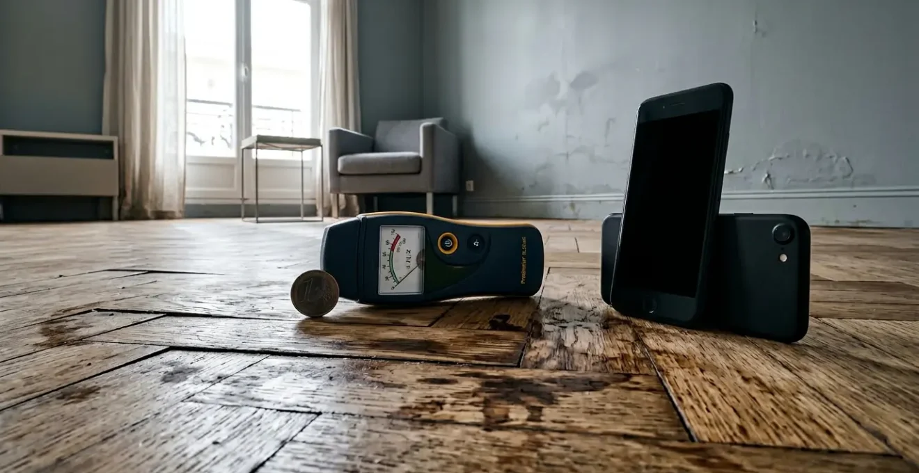 Documentation photographique d'un dégât des eaux avec échelle de référence pour l'expertise