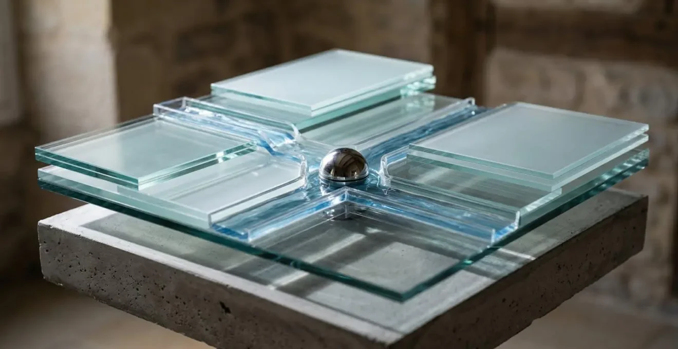 Vue en coupe technique d'un receveur extra-plat montrant le siphon et la pente d'évacuation